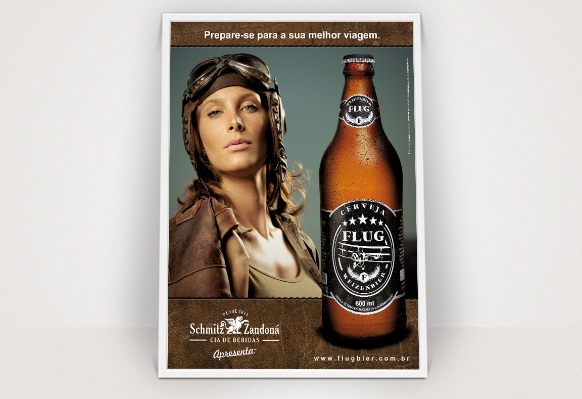 Cartaz Flug Weizenbier, Schmitz-Zandoná Cia de bebidas, marketing cervejeiro