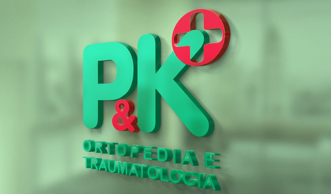 Logotipo, criação de logotipo, design de marcas P&K Ortopedia e Traumatologia