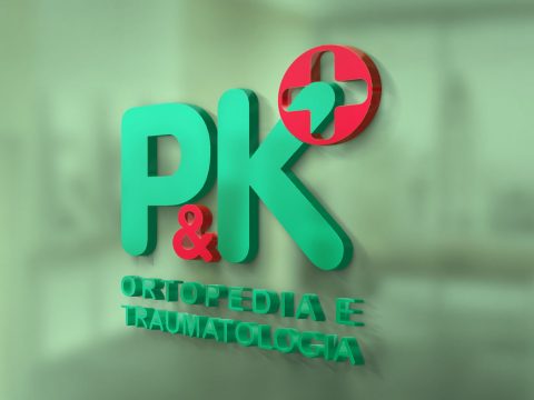 Logotipo, criação de logotipo, design de marcas P&K Ortopedia e Traumatologia