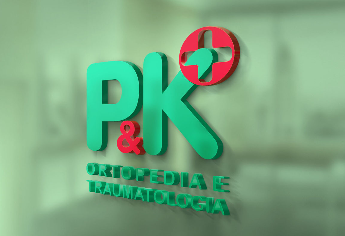 Logotipo, criação de logotipo, design de marcas P&K Ortopedia e Traumatologia